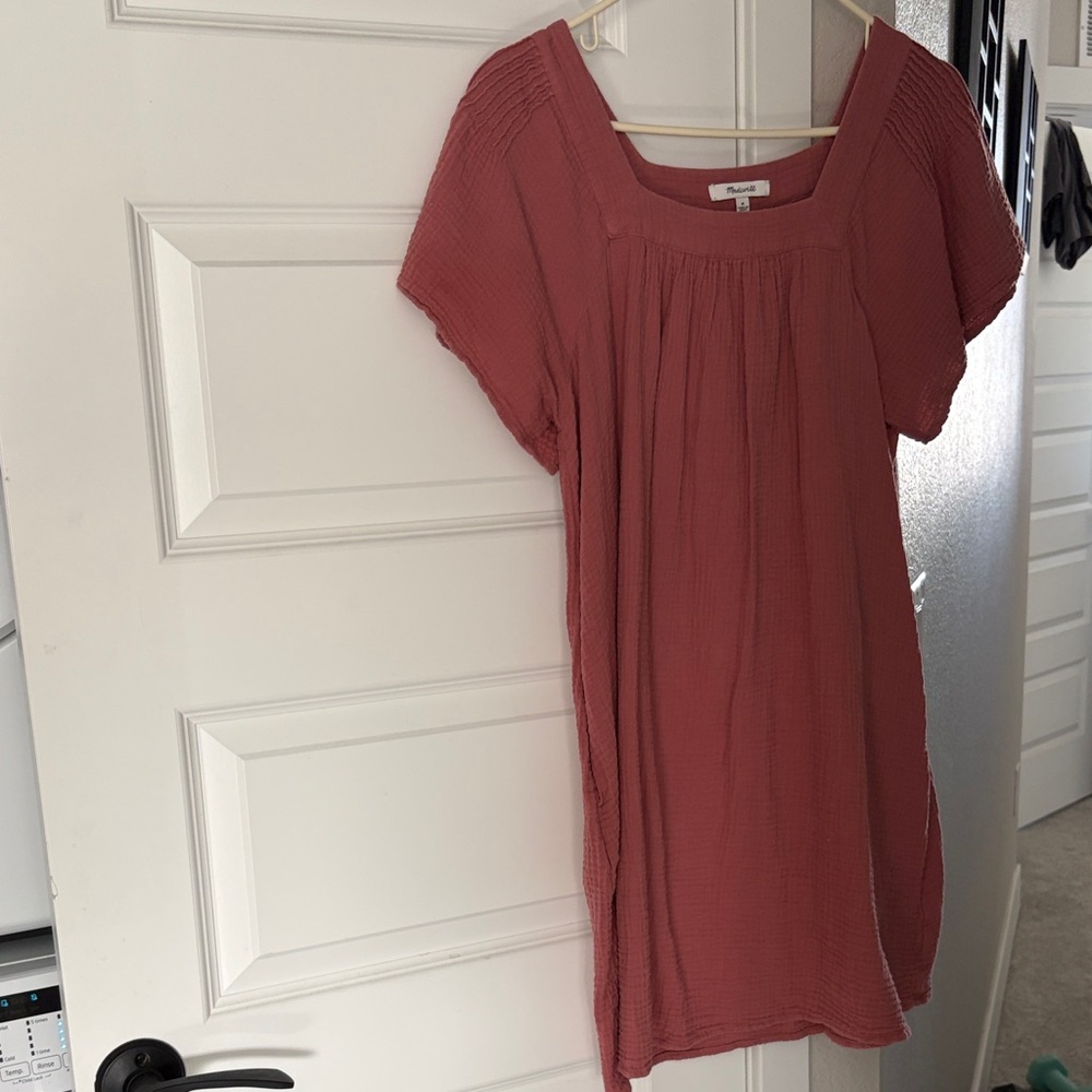 Madewell Lightspun Butterfly Square Neck Mini Dress